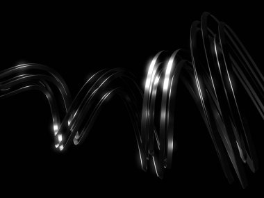 Siyah Beyaz Kıvrımlı Çelik Çizgili Arka plan. 3d Hazırlama