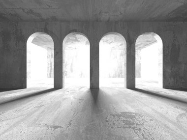 Soyut mimari iç plan. Modern beton oda. 3d oluşturma