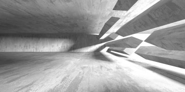 Soyut mimari iç plan. Modern beton oda. 3d oluşturma