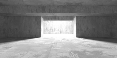 Soyut boş modern iç mekan. Beton duvarlar. Mimarlık geçmişi. 3d oluşturma