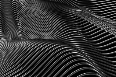 Soyut metal arka plan. Gümüş krom arka plan çizgileri. 3d oluşturma