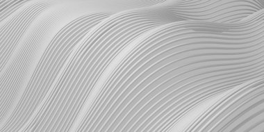 Soyut dalga beyaz dalga arkaplanını şekillendirir. 3d oluşturma