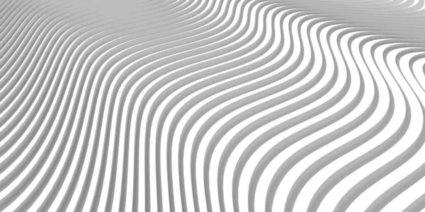 White abstract background with waves band surface. 3d rendering