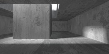 Soyut boş modern iç mekan. Beton duvarlar. Mimarlık geçmişi. 3d oluşturma
