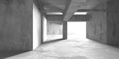 Soyut iç dizayn beton oda. Mimarlık geçmişi. 3d oluşturma