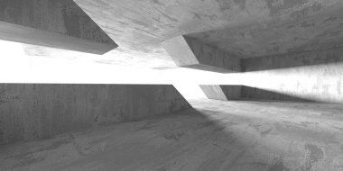 Soyut boş modern iç mekan. Beton duvarlar. Mimarlık geçmişi. 3d oluşturma