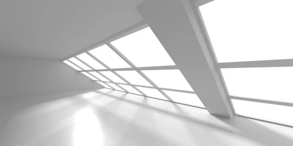 最小的空间 白色干净空旷的建筑内部 3D渲染 — 图库照片