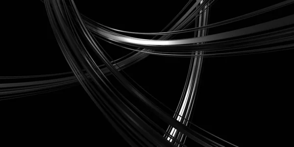 Black White Curves Steel Stripes Background. 3d Rendering