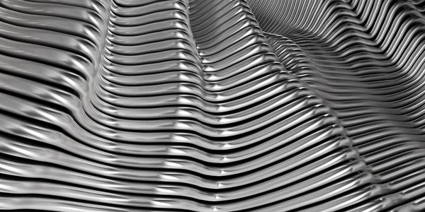 Абстрактный Металлический Фон Волнистый Рисунок Серебряных Стальных Полос Рендеринг — стоковое фото