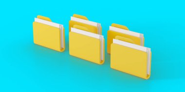 Ofis dosyaları. İş verileri konsepti. 3d oluşturma