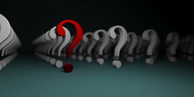 Büyük soru işareti. Özgeçmiş kavramı. 3d oluşturma