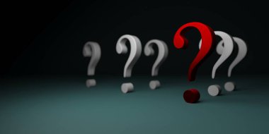 Büyük soru işareti. Özgeçmiş kavramı. 3d oluşturma