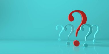 Büyük soru işareti. Özgeçmiş kavramı. 3d oluşturma