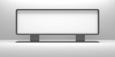 Dijital reklam afişi ticareti. Boş büfe. 3d oluşturma