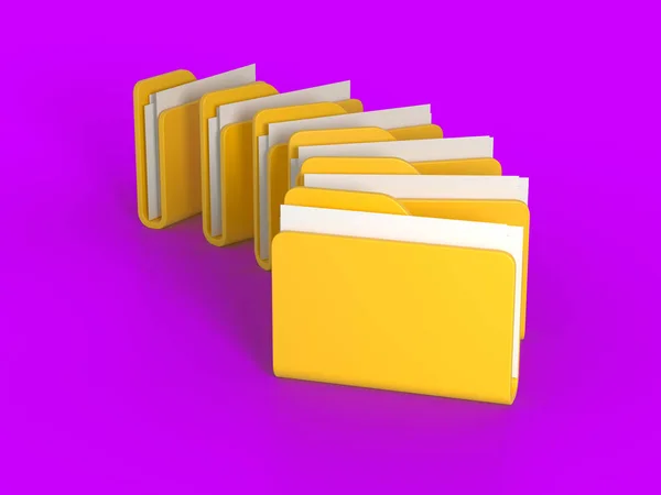 Computer Folders Data Concept Files Priorities Rendering — Stock Photo, Image