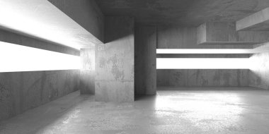 Soyut mimari iç plan. Modern beton oda. 3d oluşturma