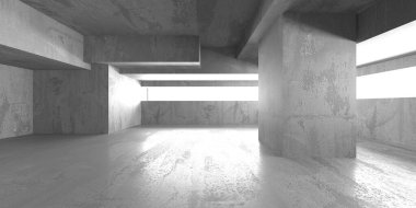 Soyut iç dizayn beton oda. Mimarlık geçmişi. 3d oluşturma