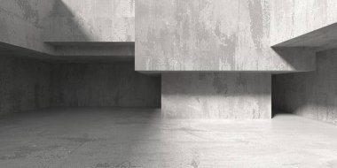 Soyut mimari iç plan. Modern beton oda. 3d oluşturma