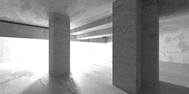 Soyut iç dizayn beton oda. Mimarlık geçmişi. 3d oluşturma