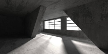 Soyut mimari iç plan. Modern beton oda. 3d oluşturma