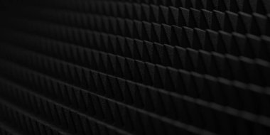 Siyah akustik ses geçirmez köpük dokusu. Stüdyo duvarı kaydediliyor. 3d oluşturma