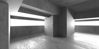 Soyut boş modern iç mekan. Beton duvarlar. Mimarlık geçmişi. 3d oluşturma