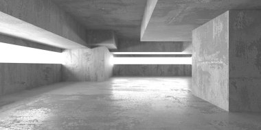 Soyut mimari iç plan. Modern beton oda. 3d oluşturma