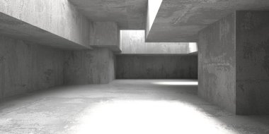 Soyut mimari iç plan. Modern beton oda. 3d oluşturma