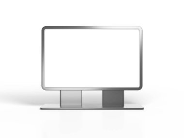 Dijital reklam afişi ticareti. Boş büfe. 3d oluşturma