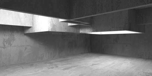 Abstract empty modern interior. Concrete walls. Architectural background. 3d rendering