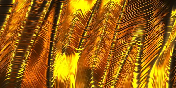 Gold Schwarze Flüssigkeit Wellig Glänzenden Hintergrund Gestreifte Wellenmuster Darstellung — Stockfoto