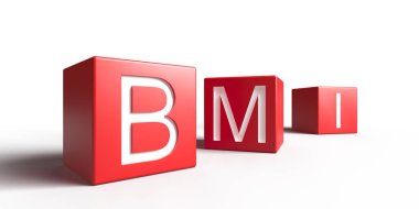 BMI. Kısaltma Vücut Kütle İndeksi. Sağlık yaşam tarzı konsepti. 3d oluşturma