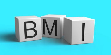 BMI. Kısaltma Vücut Kütle İndeksi. Sağlık yaşam tarzı konsepti. 3d oluşturma