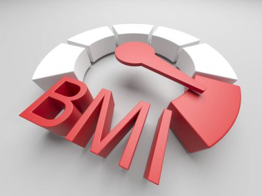 BMI. Kısaltma Vücut Kütle İndeksi. Sağlık yaşam tarzı konsepti. 3d oluşturma