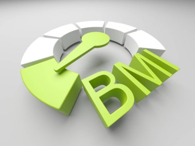 BMI. Kısaltma Vücut Kütle İndeksi. Sağlık yaşam tarzı konsepti. 3d oluşturma