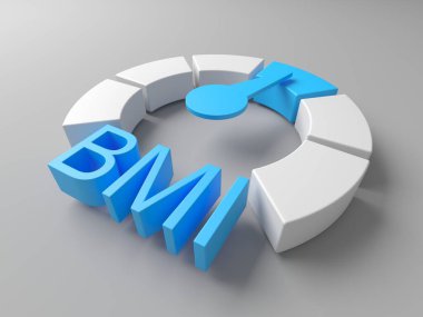 BMI. Kısaltma Vücut Kütle İndeksi. Sağlık yaşam tarzı konsepti. 3d oluşturma