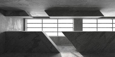 Soyut mimari iç plan. Modern beton oda. 3d oluşturma