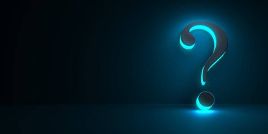 Büyük soru işareti. Özgeçmiş kavramı. 3d oluşturma