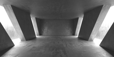 Soyut mimari iç plan. Modern beton oda. 3d oluşturma