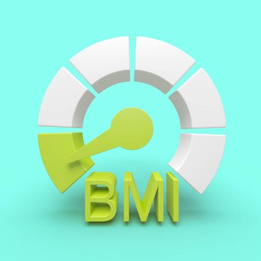 BMI. Kısaltma Vücut Kütle İndeksi. Sağlık yaşam tarzı konsepti. 3d oluşturma
