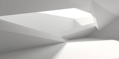Beyaz Modern mimari iç arka plan. 3D render illüstrasyon