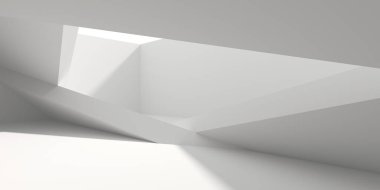 Boş Oda. Soyut Fütürist İçişleri. 3d Görüntüleme