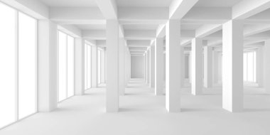 Boş Oda. Soyut Fütürist İçişleri. 3d Görüntüleme