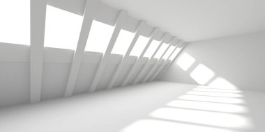 Beyaz Modern mimari iç arka plan. 3D render illüstrasyon