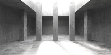 Soyut mimari iç plan. Modern beton oda. 3d oluşturma