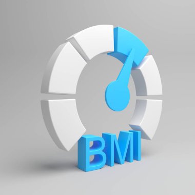 BMI. Kısaltma Vücut Kütle İndeksi. Sağlık yaşam tarzı konsepti. 3d oluşturma