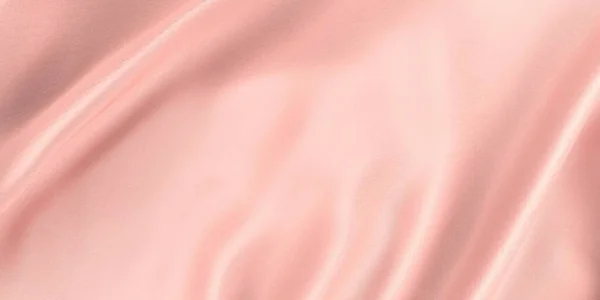 粉红缎子背景 美丽典雅的波浪形轻柔丝绸奢侈品面料质感 3D渲染 — 图库照片