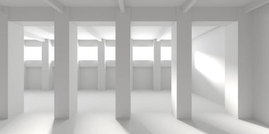 Boş Oda. Soyut Fütürist İçişleri. 3d Görüntüleme