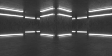 Soyut iç dizayn beton oda. Mimarlık geçmişi. 3d oluşturma