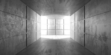 Soyut mimari iç plan. Modern beton oda. 3d oluşturma